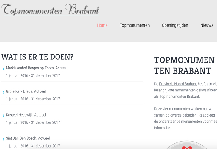 Ik heb de website van stichting Topmonumenten Brabant gebouwd in WordPress