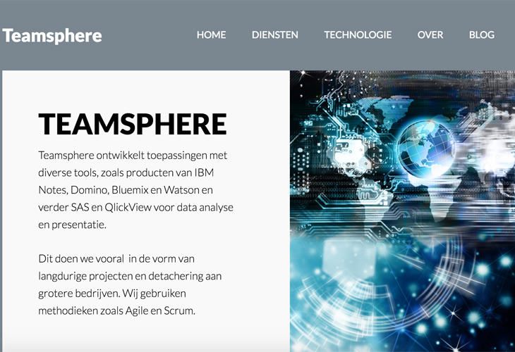 Ik heb de website van software-ontwikkelaar Teamsphere uit Utrecht gebouwd in WordPress
